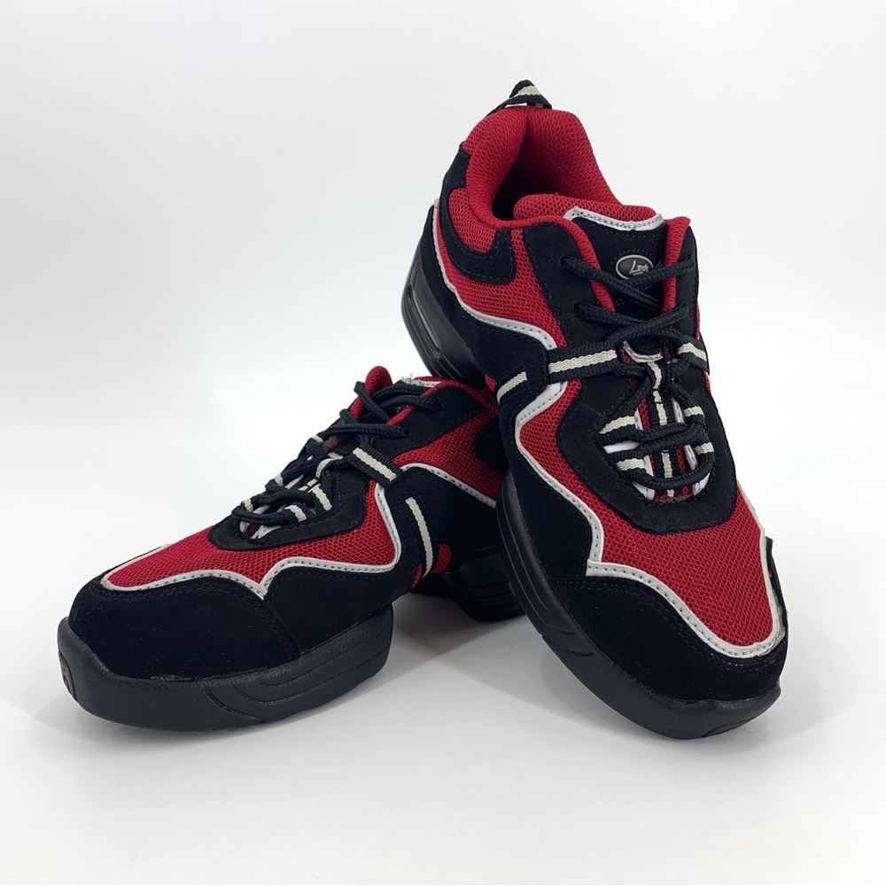Leo's Dancewear NWOT Red, Black, and Silver NRG Wave Adult Dance Sneakers, 5